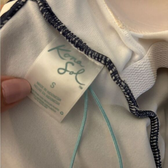 NWT Kona Sol Striped Navy and White Swimsuit Sz Small - Picture 6 of 7